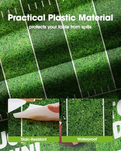 Football Plastic Table Cloth Disposable 54x108 3 Pack Table Cover, alternate view 2