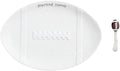 Football Platter with Spreader, White Ceramic Game Day Serving Tray in 8 3/4" x 15 3/4" in White
