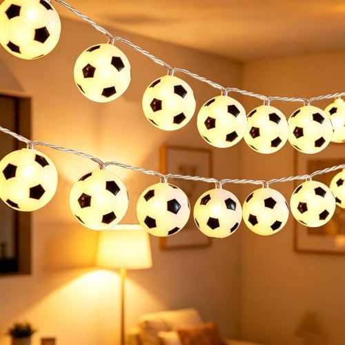 Football String Lights, 10FT 20LED Soccer Ball Fairy Lights for Party Decor