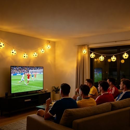 Football String Lights, 10FT 20LED Soccer Ball Fairy Lights for Party Decor, alternate view 4