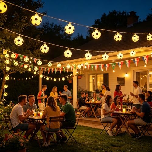 Football String Lights, 10FT 20LED Soccer Ball Fairy Lights for Party Decor, alternate view 5