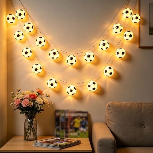 Football String Lights, 10FT 20LED Soccer Ball Fairy Lights for Party Decor, alternate view 6