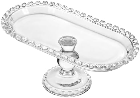 Footed Fruit Serving Tray: 9.7" European Style Dessert Display Platter for Fruits Snacks and Appetizers