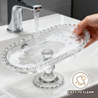 Footed Fruit Serving Tray: 9.7" European Style Dessert Display Platter for Fruits Snacks and Appetizers, alternate view 4