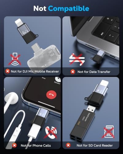 for DJI Mic Mini USB-C to Lightning Audio Adapter for iPhone -1 Pack, alternate view 2
