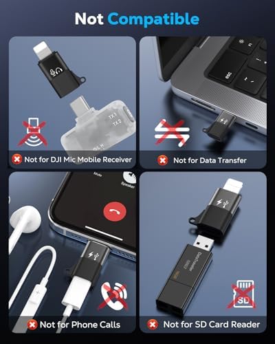 for DJI Mic Mini USB C to Lightning Audio Adapter for iPhone, 2 Pack, alternate view 3