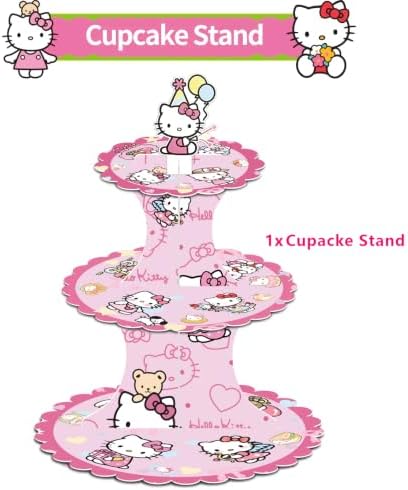 for kiity Themed Party Supplies and Decorations, a Three-Tiered Cupcake Stand, a Display Stand for Birthday, alternate view 4