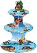 for moana Themed Party Supplies and Decorations, a Three-Tiered Cupcake Stand, a Display Stand for Birthday
