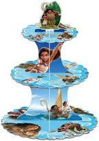 for moana Themed Party Supplies and Decorations, a Three-Tiered Cupcake Stand, a Display Stand for Birthday