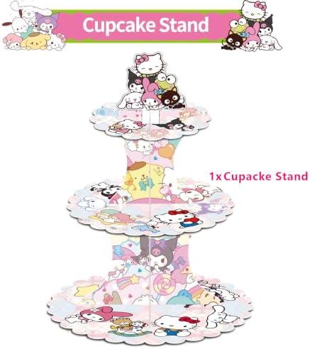 for sanruo Themed Party Supplies and Decorations, a Three-Tiered Cupcake Stand, a Display Stand for Birthday, alternate view