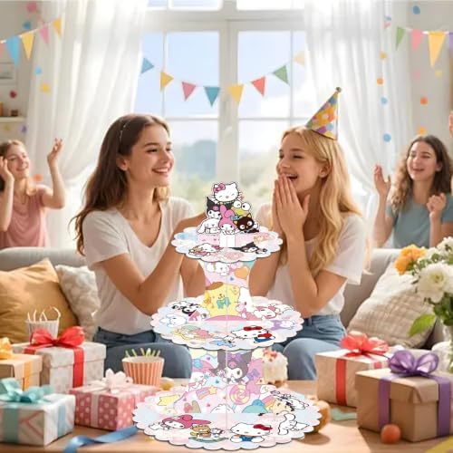 for sanruo Themed Party Supplies and Decorations, a Three-Tiered Cupcake Stand, a Display Stand for Birthday, alternate view