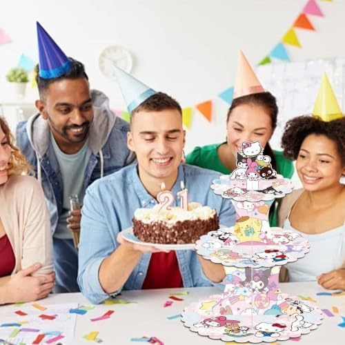 for sanruo Themed Party Supplies and Decorations, a Three-Tiered Cupcake Stand, a Display Stand for Birthday, alternate view