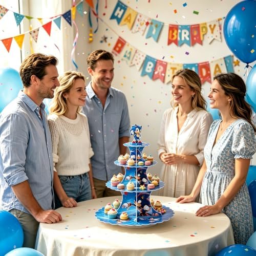 for Sonic Themed Party Supplies and Decorations, a Three-Tiered Cupcake Stand, a Display Stand for Birthday, alternate view 5