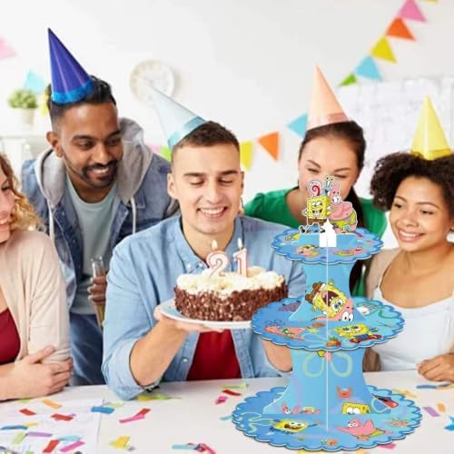 for SpongeBob Themed Party Supplies and Decorations, a Three-Tiered Cupcake Stand, a Display Stand for Birthday, alternate