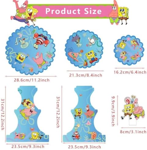 for SpongeBob Themed Party Supplies and Decorations, a Three-Tiered Cupcake Stand, a Display Stand for Birthday, alternate