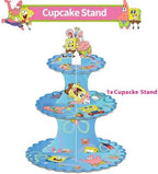 for SpongeBob Themed Party Supplies and Decorations, a Three-Tiered Cupcake Stand, a Display Stand for Birthday, alternate