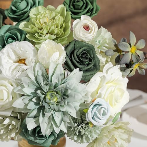 Forest Green Artificial Flower Combo Box Set for Wedding Bouquet Home Decor in Forest Green, alternate view 2