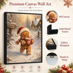 Framed Christma Wall Art, Gingerbread Man with Santa Hat Canvas Pictures, alternate view 5