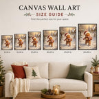 Framed Christma Wall Art, Gingerbread Man with Santa Hat Canvas Pictures, alternate view 6