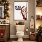 Framed Christmas Bathroom Wall Art, Are You Pooping Santa Canvas Pictures, alternate view 2