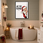 Framed Christmas Bathroom Wall Art, Are You Pooping Santa Canvas Pictures, alternate view 3