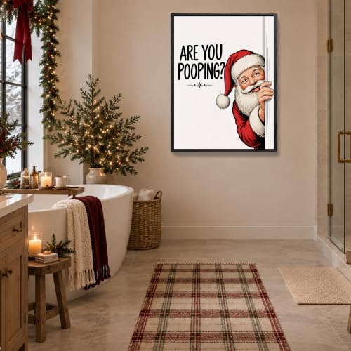 Framed Christmas Bathroom Wall Art, Are You Pooping Santa Canvas Pictures, alternate view 4
