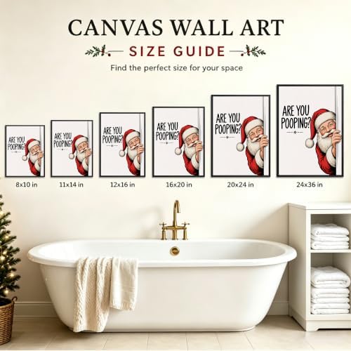 Framed Christmas Bathroom Wall Art, Are You Pooping Santa Canvas Pictures, alternate view 6