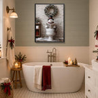 Framed Christmas Bathroom Wall Art, Funny Snowman On Toilet Canvas Pictures, alternate view 3