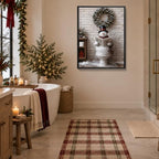 Framed Christmas Bathroom Wall Art, Funny Snowman On Toilet Canvas Pictures, alternate view 4