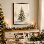 Framed Christmas Tree Wall Art, Vintage Snowy Pine Tree Christmas Pictures, alternate view 4
