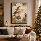 Framed Christmas Wall Art, Santa Claus with Cute Snowman Canvas Pictures, alternate view 2