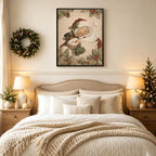 Framed Christmas Wall Art, Santa Claus with Cute Snowman Canvas Pictures, alternate view 3