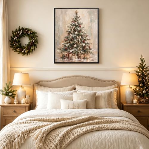 Framed Christmas Wall Art, Snowy Christmas Tree Gift Boxes Canvas Pictures, alternate view 3