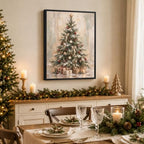 Framed Christmas Wall Art, Snowy Christmas Tree Gift Boxes Canvas Pictures, alternate view 4