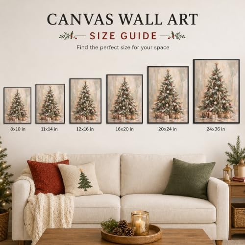 Framed Christmas Wall Art, Snowy Christmas Tree Gift Boxes Canvas Pictures, alternate view 6