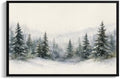 Framed Christmas Wall Art, Snowy Mountain Fores Landscape Canvas Pictures