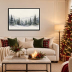 Framed Christmas Wall Art, Snowy Mountain Fores Landscape Canvas Pictures, alternate view 2