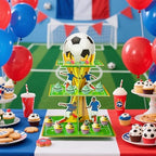 France Soccer Party Cupcake Stand - 3 Tier Soccer Cupcake Tower for Birthday Party Decorations Football Dessert, alternate