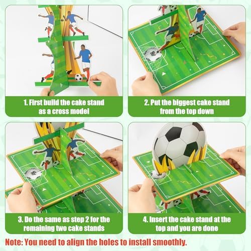 France Soccer Party Cupcake Stand - 3 Tier Soccer Cupcake Tower for Birthday Party Decorations Football Dessert, alternate