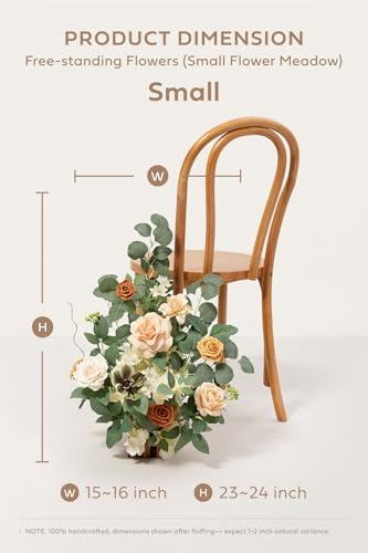 Free-Standing Fall Wedding Runner Flowers, Apricot Soft Peach in 10"D x 10"W x 17.5"H in Apricot & Soft Peach, alternate view