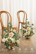 Free-Standing Fall Wedding Runner Flowers, Apricot Soft Peach in 10"D x 10"W x 17.5"H in Apricot & Soft Peach, alternate view
