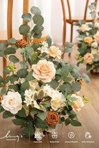 Free-Standing Fall Wedding Runner Flowers, Apricot Soft Peach in 10"D x 10"W x 17.5"H in Apricot & Soft Peach, alternate view