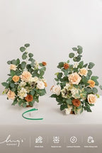 Free-Standing Fall Wedding Runner Flowers, Apricot Soft Peach in 10"D x 10"W x 17.5"H in Apricot & Soft Peach, alternate view