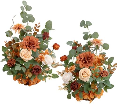 Free-Standing Fall Wedding Runner Flowers, Sunset Terracotta in -- in Terracotta & Burnt Orange