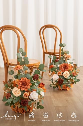 Free-Standing Fall Wedding Runner Flowers, Sunset Terracotta in -- in Terracotta & Burnt Orange, alternate view 3