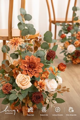 Free-Standing Fall Wedding Runner Flowers, Sunset Terracotta in -- in Terracotta & Burnt Orange, alternate view 4