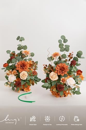 Free-Standing Fall Wedding Runner Flowers, Sunset Terracotta in -- in Terracotta & Burnt Orange, alternate view 6