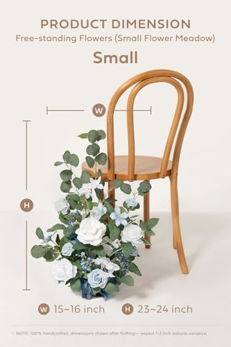 Free-Standing Wedding Aisle Runner Flowers, Dusty Blue Navy in 96"x8" in Blu-dusty Blue & White, alternate view 2