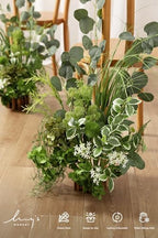 Free-Standing Wedding Aisle Runner Flowers, White Green, 4pcs in Gr-variety Greenery, alternate view 3