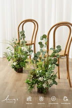 Free-Standing Wedding Aisle Runner Flowers, White Green, 4pcs in Gr-variety Greenery, alternate view 4